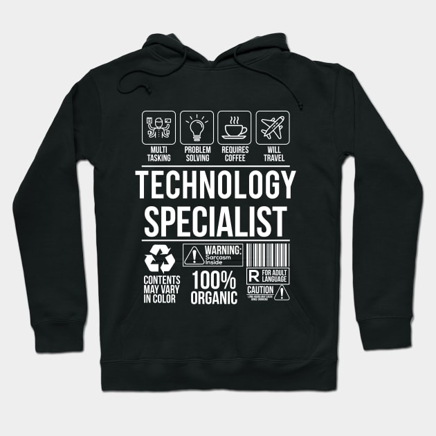 Technology Specialist Funny Humor Label Hoodie by Mellowdellow